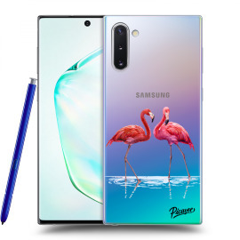 Picasee Silikónový prehľadný obal pre Samsung Galaxy Note10 N970F - Flamingos couple