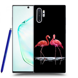 Picasee Silikónový čierny obal pre Samsung Galaxy Note10+ N975F - Flamingos couple