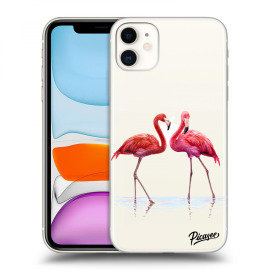 Picasee Silikónový prehľadný obal pre Apple iPhone 11 - Flamingos couple