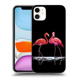 Picasee Silikónový čierny obal pre Apple iPhone 11 - Flamingos couple