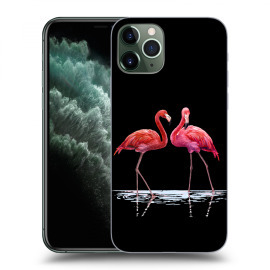 Picasee Silikónový čierny obal pre Apple iPhone 11 Pro - Flamingos couple