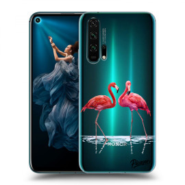 Picasee Silikónový prehľadný obal pre Honor 20 Pro - Flamingos couple