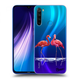 Picasee Silikónový prehľadný obal pre Xiaomi Redmi Note 8 - Flamingos couple