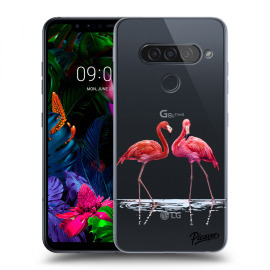 Picasee Silikónový prehľadný obal pre LG G8s ThinQ - Flamingos couple