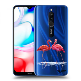 Picasee Silikónový prehľadný obal pre Xiaomi Redmi 8 - Flamingos couple