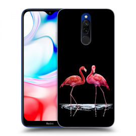 Picasee Silikónový čierny obal pre Xiaomi Redmi 8 - Flamingos couple