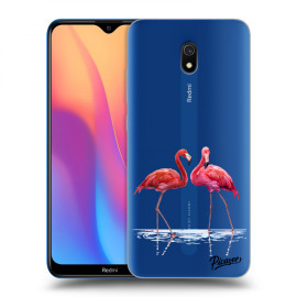 Picasee Silikónový prehľadný obal pre Xiaomi Redmi 8A - Flamingos couple