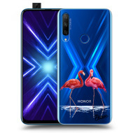 Picasee Silikónový prehľadný obal pre Honor 9X - Flamingos couple - cena, porovnanie