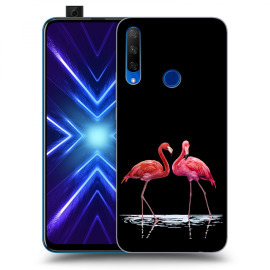 Picasee Silikónový čierny obal pre Honor 9X - Flamingos couple