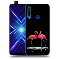 Picasee Silikónový čierny obal pre Honor 9X - Flamingos couple - cena, porovnanie