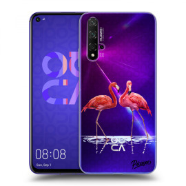 Picasee Silikónový prehľadný obal pre Huawei Nova 5T - Flamingos couple