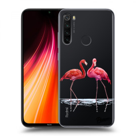 Picasee Silikónový prehľadný obal pre Xiaomi Redmi Note 8T - Flamingos couple