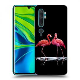 Picasee Silikónový čierny obal pre Xiaomi Mi Note 10 (Pro) - Flamingos couple