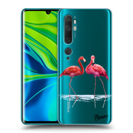 Picasee Silikónový prehľadný obal pre Xiaomi Mi Note 10 (Pro) - Flamingos couple