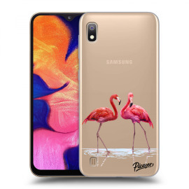 Picasee Silikónový prehľadný obal pre Samsung Galaxy A10 A105F - Flamingos couple