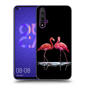 Picasee Silikónový čierny obal pre Huawei Nova 5T - Flamingos couple