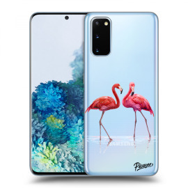 Picasee Silikónový prehľadný obal pre Samsung Galaxy S20 G980F - Flamingos couple