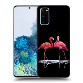 Picasee Silikónový čierny obal pre Samsung Galaxy S20 G980F - Flamingos couple