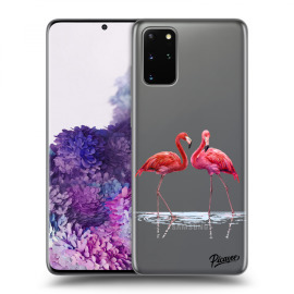 Picasee Silikónový prehľadný obal pre Samsung Galaxy S20+ G985F - Flamingos couple