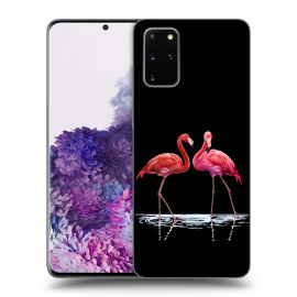 Picasee Silikónový čierny obal pre Samsung Galaxy S20+ G985F - Flamingos couple