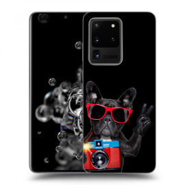 Picasee Silikónový čierny obal pre Samsung Galaxy S20 Ultra G988F - French Bulldog