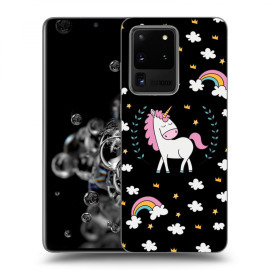 Picasee Silikónový čierny obal pre Samsung Galaxy S20 Ultra G988F - Unicorn star heaven