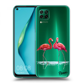 Picasee Silikónový prehľadný obal pre Huawei P40 Lite - Flamingos couple