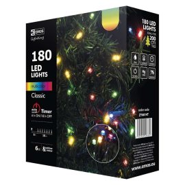 Emos Reťaz s časovačom 180 LED 18m multicolor