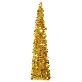 vidaXL Rozkladací umelý vianočný stromček zlatý 150cm PET