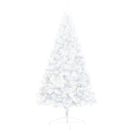 vidaXL Umelý polovičný vianočný stromček LED podstavec biely 120cm PVC