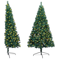 vidaXL Umelý polovičný vianočný stromček s LED a podstavcom zelený 210cm PVC - cena, porovnanie