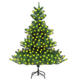 vidaXL Umelý vianočný stromček jedľa Nordmann s LED zelený 210cm