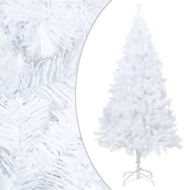 vidaXL Umelý vianočný stromček s hustým ihličím, biely 210 cm , PVC