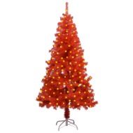 vidaXL Umelý vianočný stromček s LED a podstavcom červený 150cm PVC - cena, porovnanie