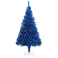 vidaXL Umelý vianočný stromček s LED a podstavcom modrý 210cm PVC - cena, porovnanie
