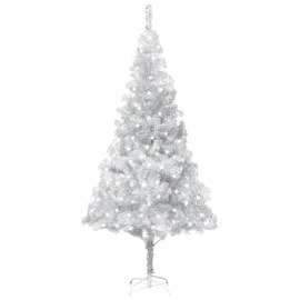 vidaXL Umelý vianočný stromček s LED a podstavcom strieborný 240cm