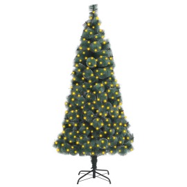 vidaXL Umelý vianočný stromček s LED a podstavcom zelený 240cm PET