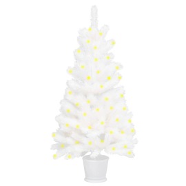 vidaXL Umelý vianočný stromček s LED biely 90cm