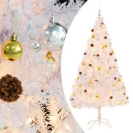 vidaXL Umelý vianočný stromček s ozdobami a LED diódami 210cm biely - cena, porovnanie