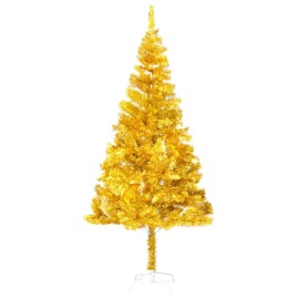 vidaXL Umelý vianočný stromček s podstavcom, zlatý 210 cm , PET
