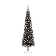 vidaXL Úzky vianočný stromček s LED a sadou gulí čierny 240cm - cena, porovnanie