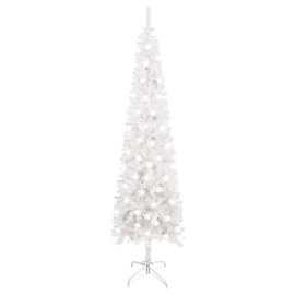 vidaXL Úzky vianočný stromček s LED biely 120cm