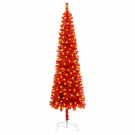 vidaXL Úzky vianočný stromček s LED červený 150cm