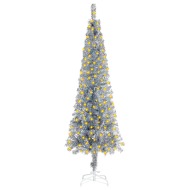 vidaXL Úzky vianočný stromček s LED strieborný 240cm - cena, porovnanie