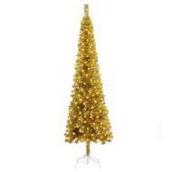 vidaXL Úzky vianočný stromček s LED zlatý 240cm - cena, porovnanie