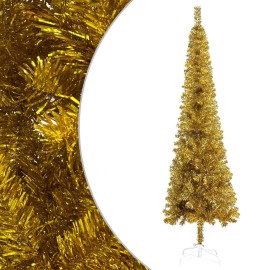 vidaXL Úzky vianočný stromček zlatý 150cm