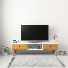 vidaXL TV skrinka biela 120x35x35 cm borovicový masív