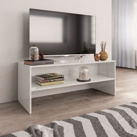 vidaXL TV skrinka biela 100x40x40 cm drevotrieska lesklá