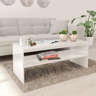 vidaXL Konferenčný stolík, lesklý biely 100x40x40 cm, drevotrieska - cena, porovnanie