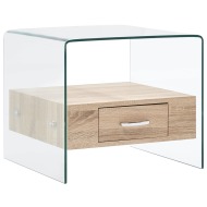 vidaXL Konferenčný stolík so zásuvkou 50x50x45 cm, tvrdené sklo - cena, porovnanie